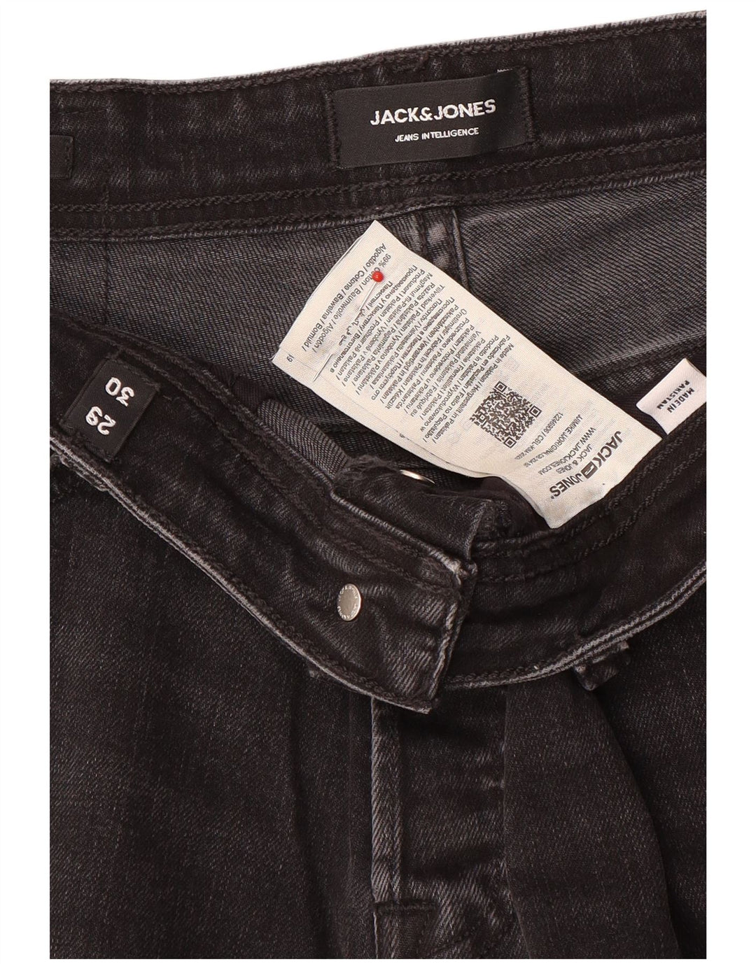 Jeans masculinos Jack & Jones desgastados slim W29 L30 algodão preto