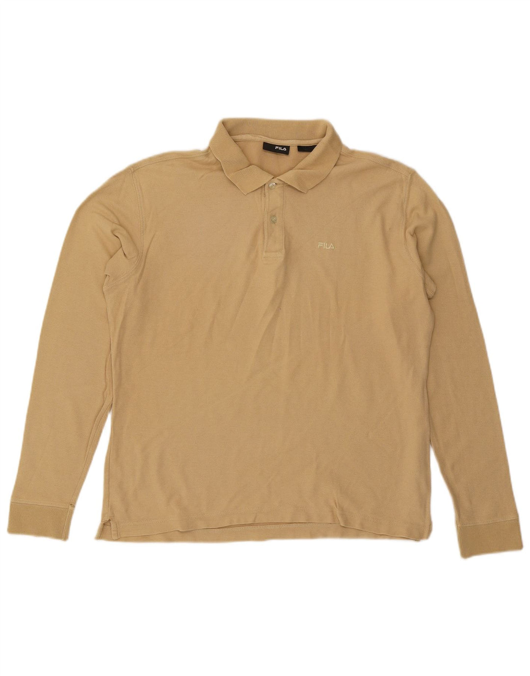 Camisa polo masculina Fila manga comprida algodão bege médio