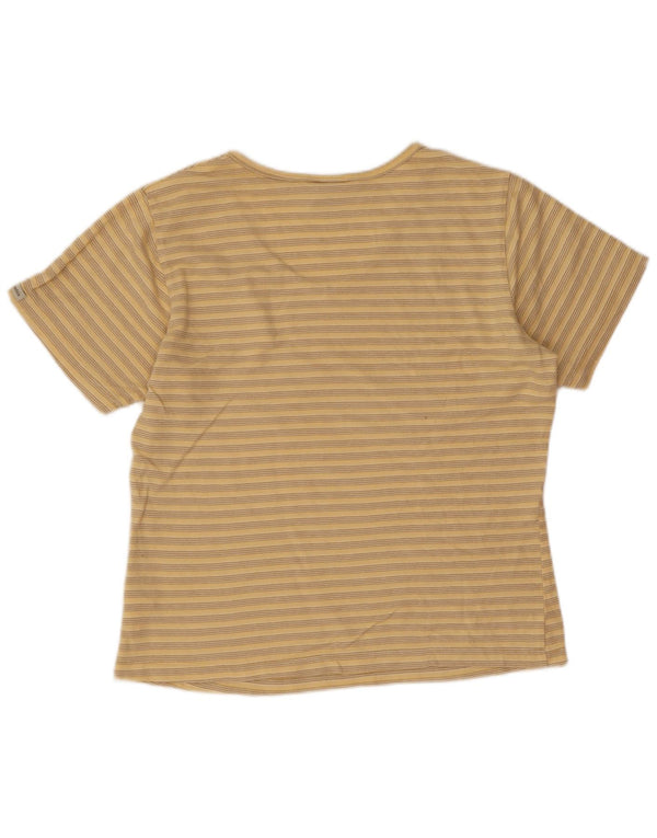 Camiseta feminina Columbia UK 10 pequena listrada amarela de algodão