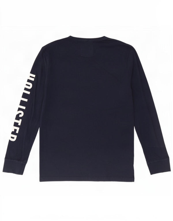 Top gráfico masculino Hollister de manga comprida grande algodão azul marinho