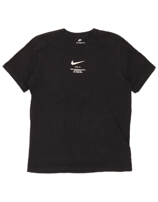 Camiseta Nike masculina Swoosh gráfica top médio algodão preto
