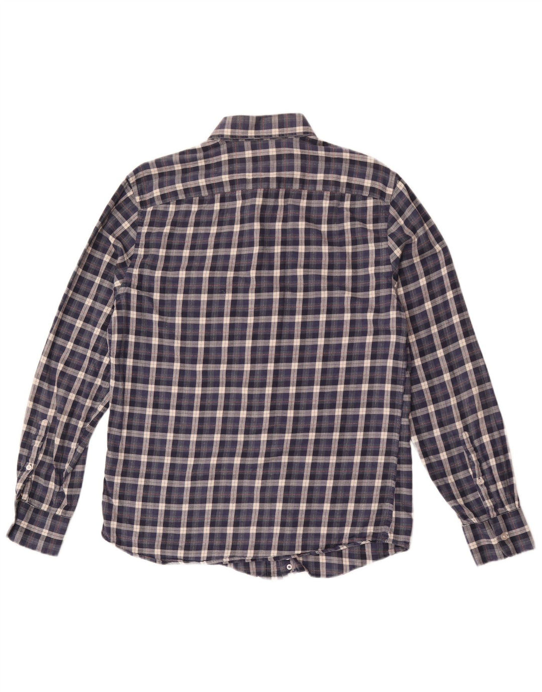 Camisa masculina de flanela Reiss Regular Fit grande algodão xadrez azul marinho