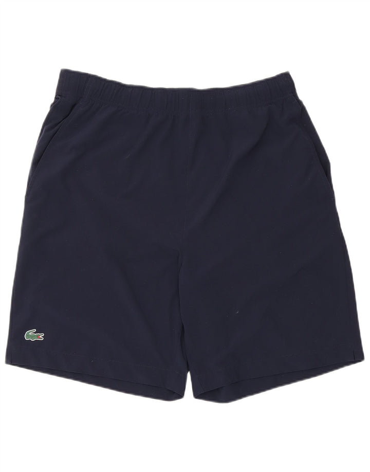 Shorts esportivos gráficos masculinos Lacoste tamanho 4 médio azul marinho poliéster