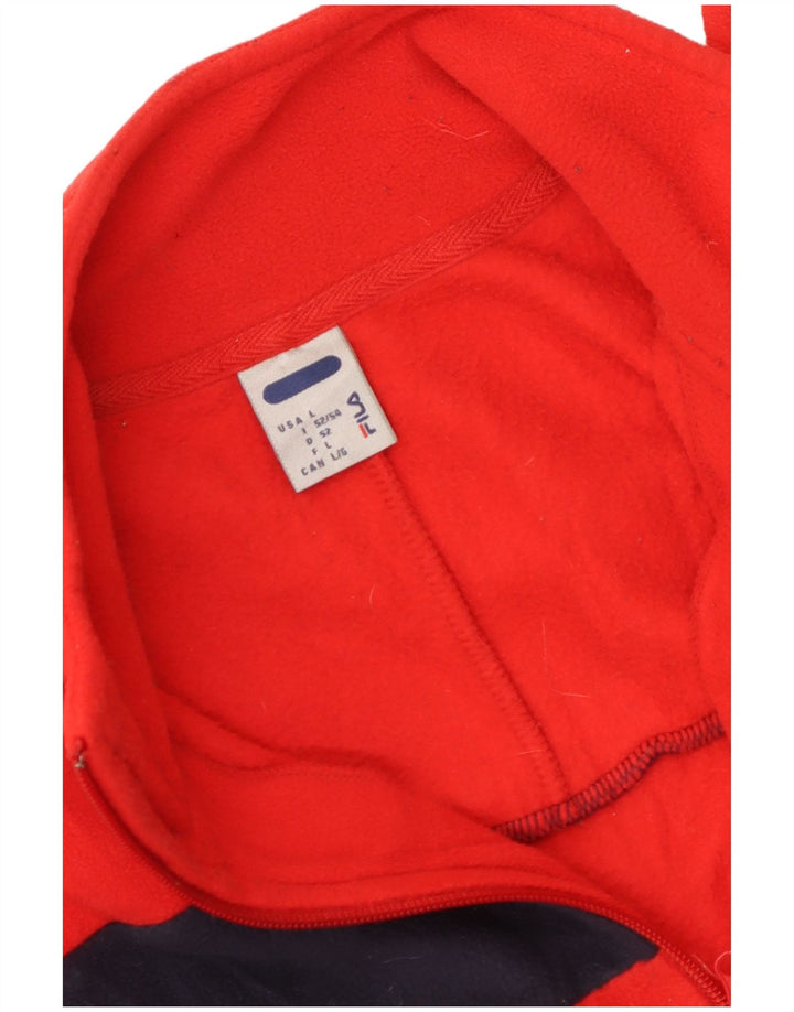 Fila Suéter masculino de lã com zíper e gola grande em bloco vermelho