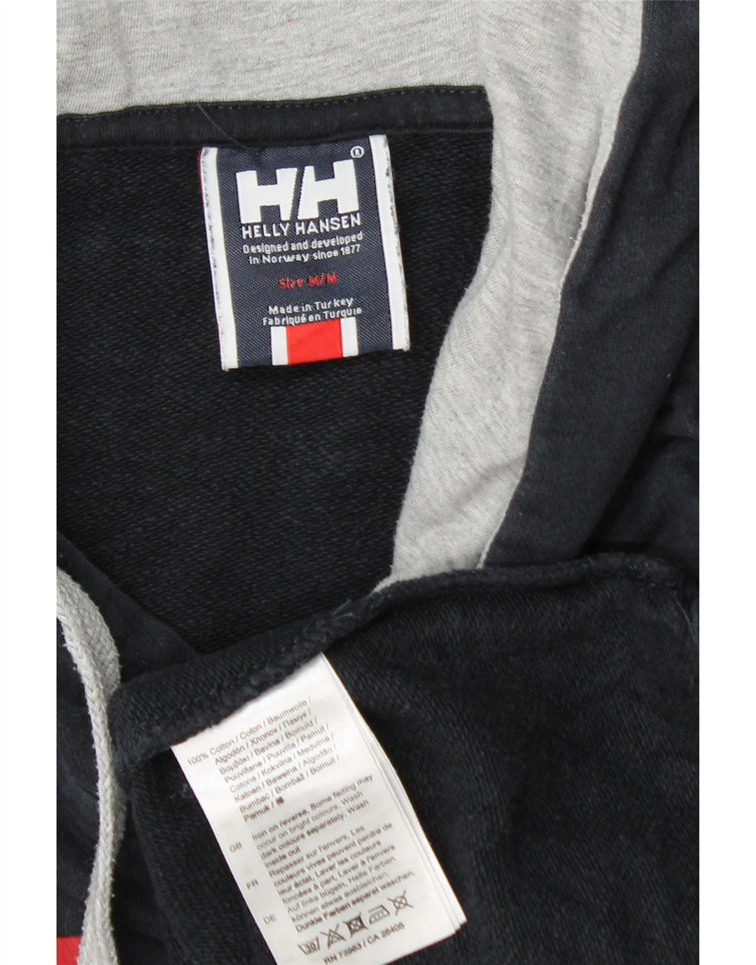 Suéter masculino Helly Hansen com capuz gráfico médio azul marinho algodão
