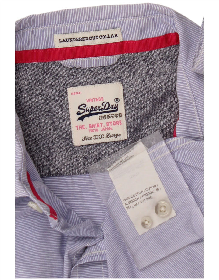 Camisa masculina SUPERDRY 2XL algodão listrado azul