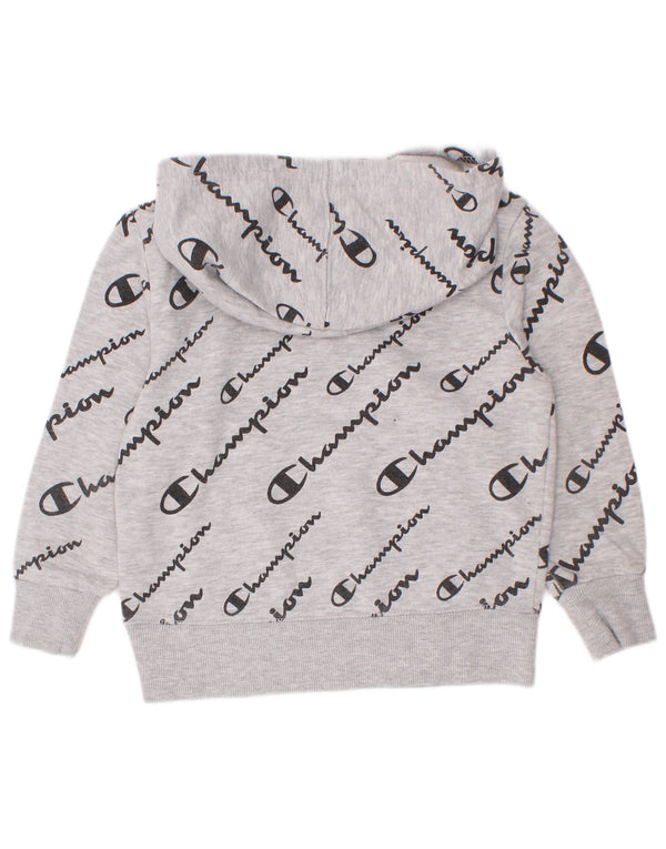 Jumper com capuz gráfico Champion Boys 3-4 anos algodão manchado cinza