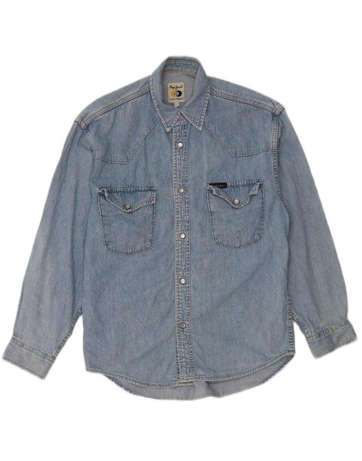 Camisa jeans masculina PEPE JEANS algodão azul médio
