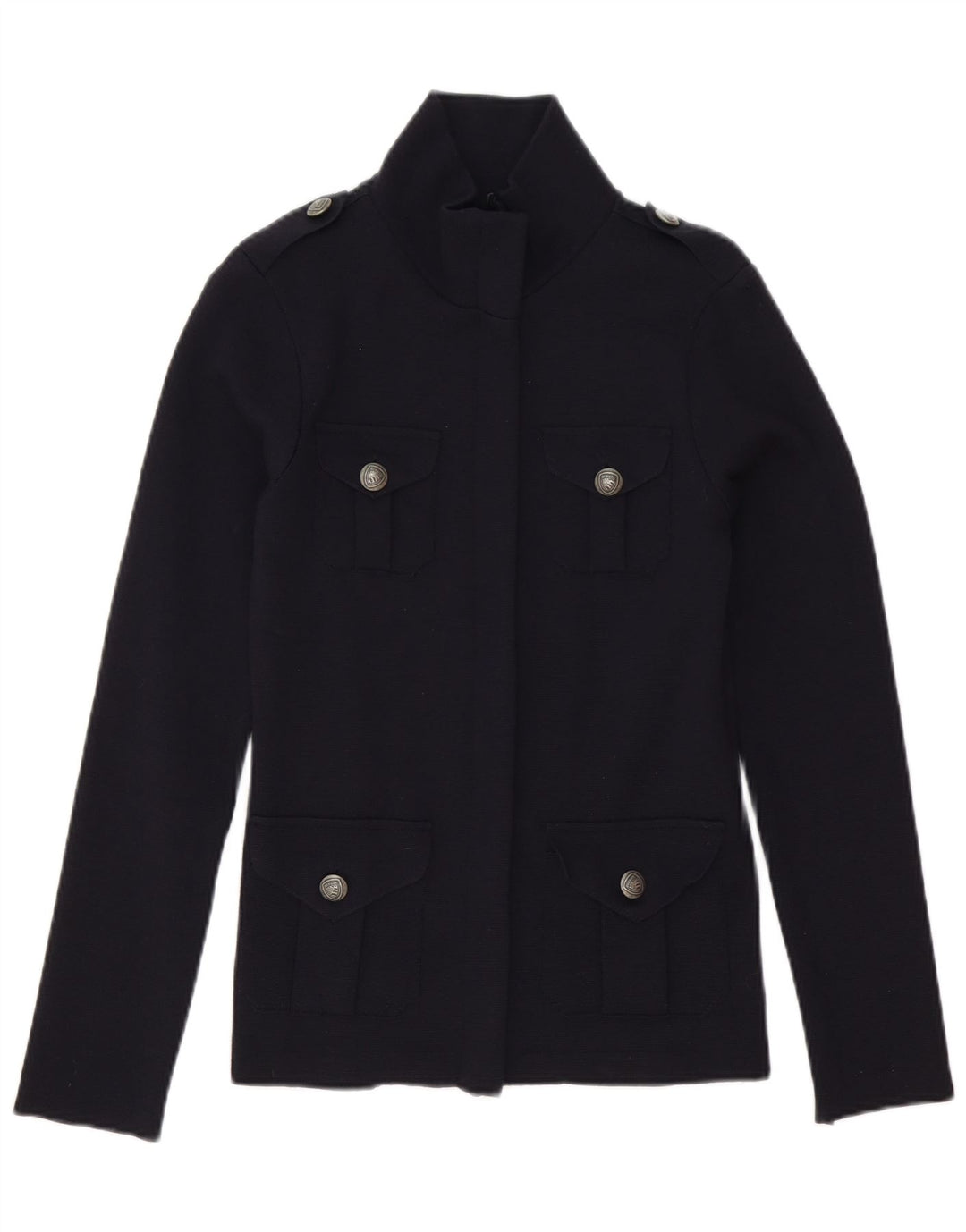 Suéter cardigã feminino Blauer UK 10 pequeno lã azul marinho