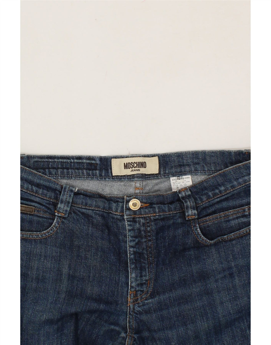 MOSCHINO Womens Slim Jeans W32 L30 Blue Cotton Vintage Moschino and Second-Hand Moschino from Messina Hembry 