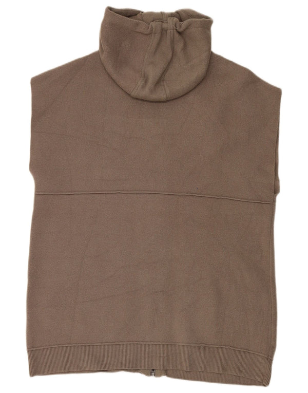 Suéter cardigã masculino Zara com capuz sem mangas grande viscose marrom