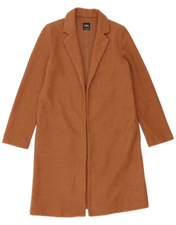 Sobretudo feminino Zara UK 10 pequeno poliéster marrom