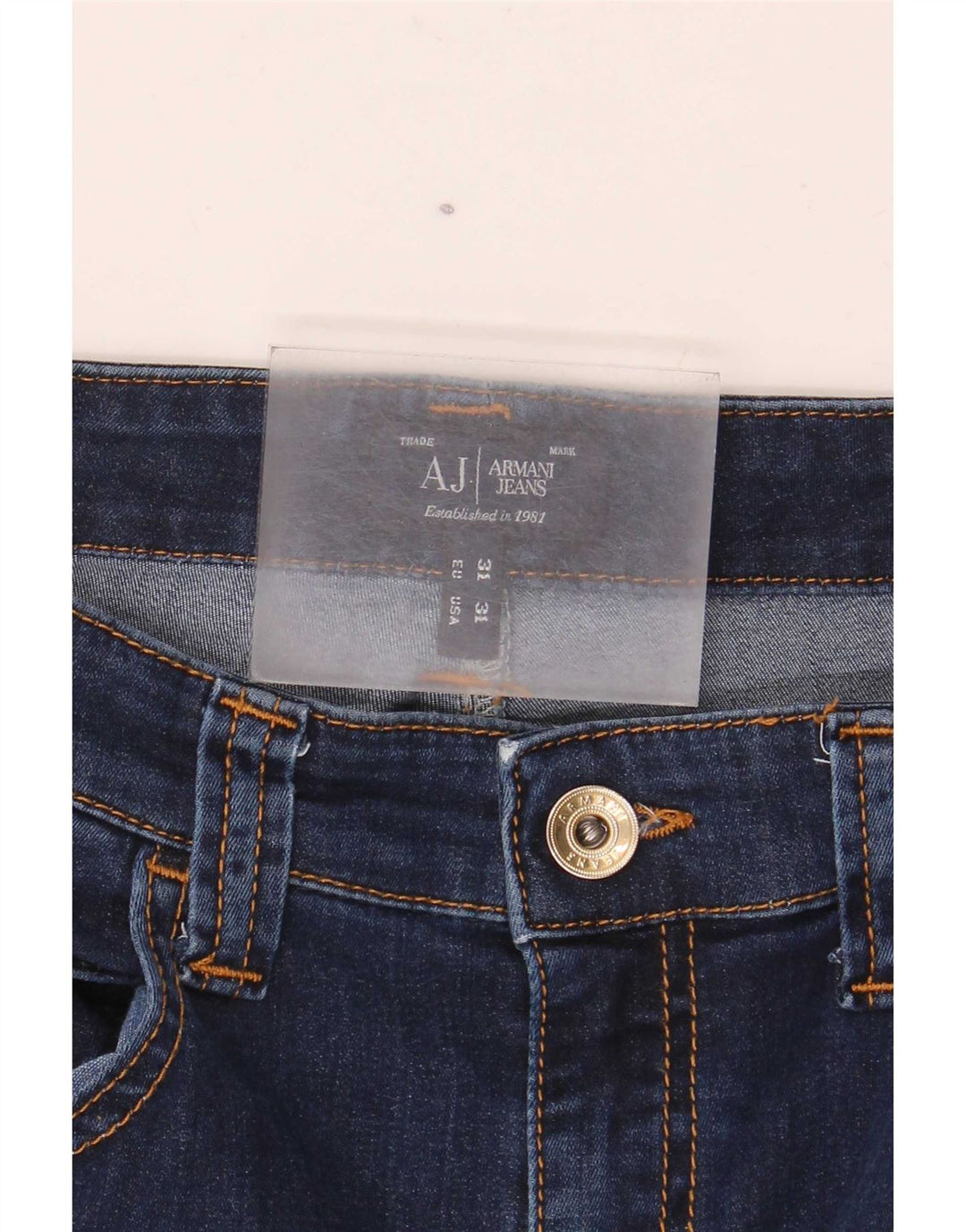 Jeans retos femininos Armani W31 L32 algodão azul marinho