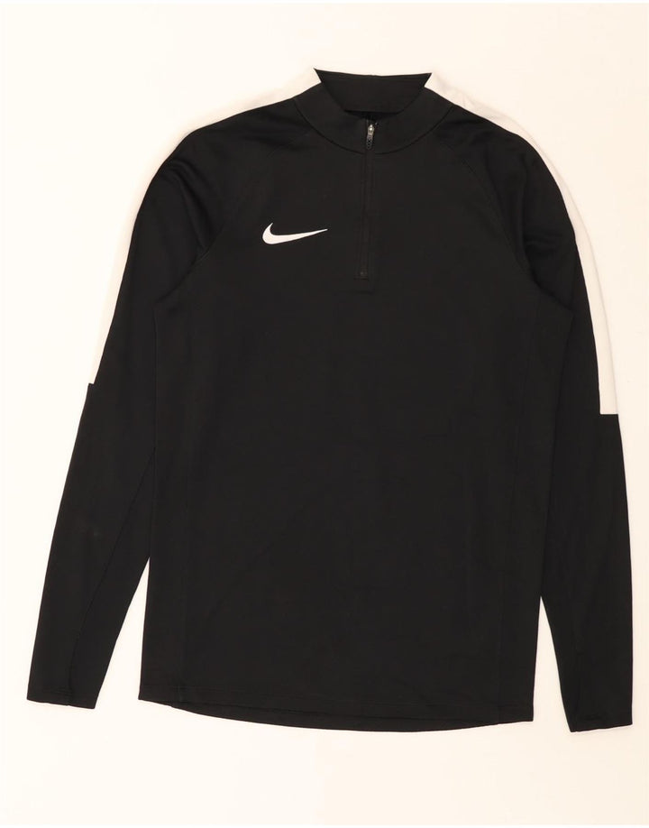 NIKE Masculino Dri Fit Zip Neck Pullover Treino Top Pequeno Preto Colourblock