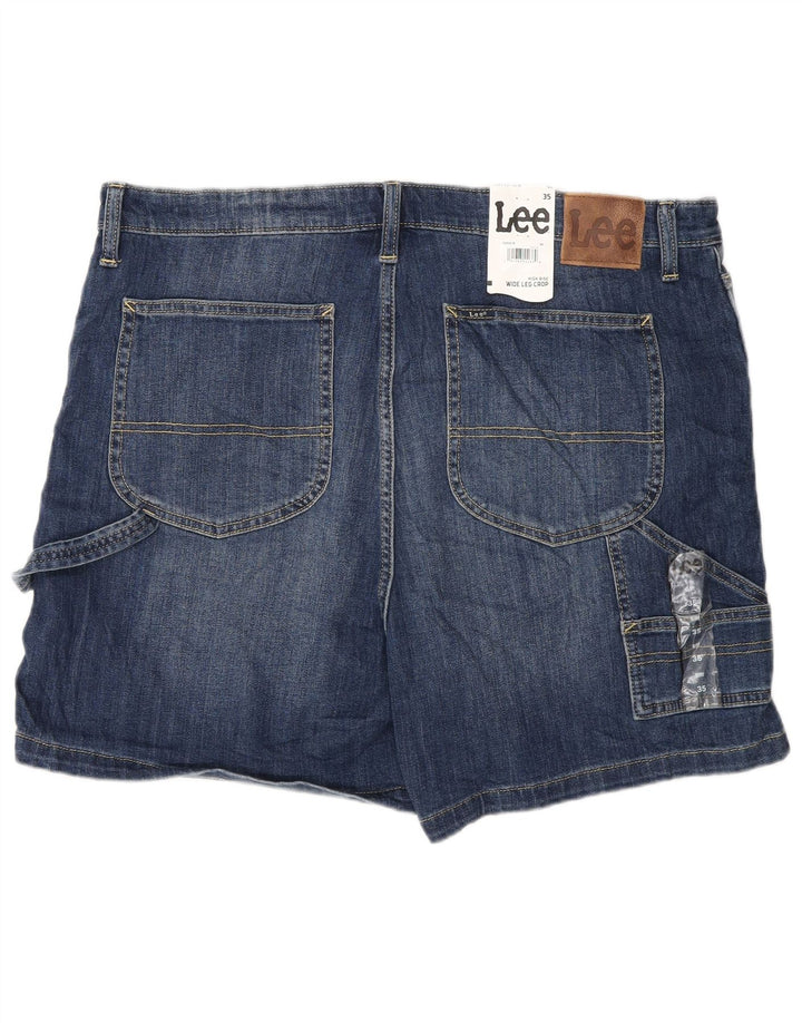 Shorts jeans feminino de cintura alta Lee W35 grande algodão azul