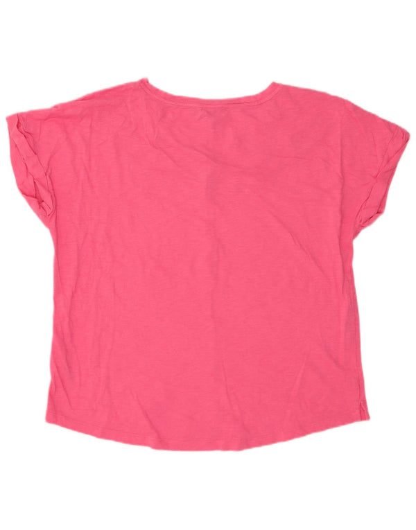 Camiseta feminina Nautica UK 14 algodão manchado rosa médio