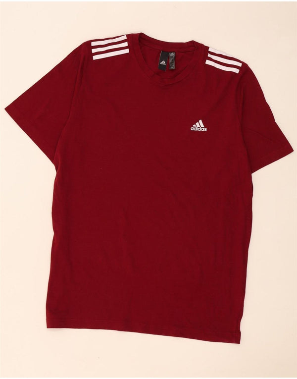 Adidas Mens Camiseta Top Grande Algodão Borgonha
