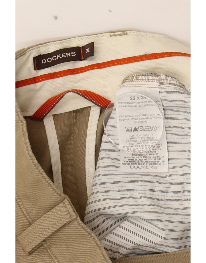 DOCKERS Mens Straight Chino Trousers W32 L34 Beige Cotton Vintage Dockers and Second-Hand Dockers from Messina Hembry 