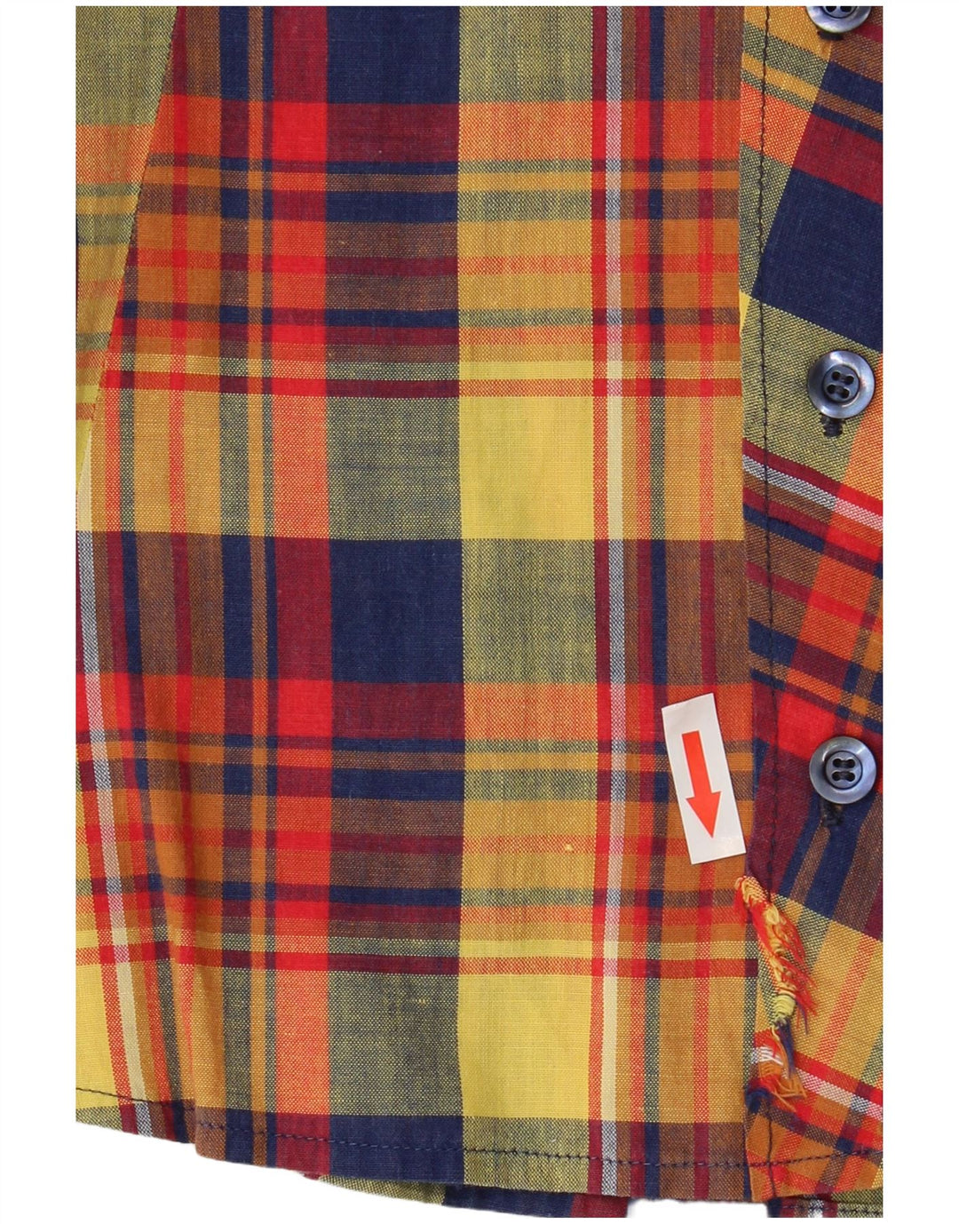 Camisa feminina VINTAGE de manga curta UK 10 pequena xadrez multicolorida