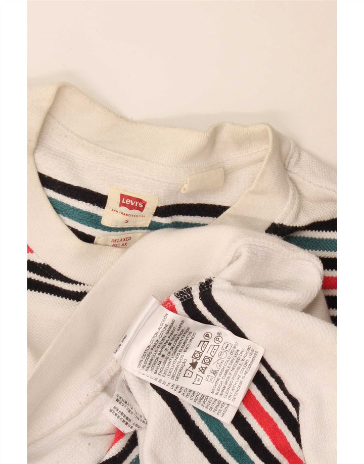 Levi's Mens Moletom Relaxado Jumper Pequeno Algodão Listrado Branco