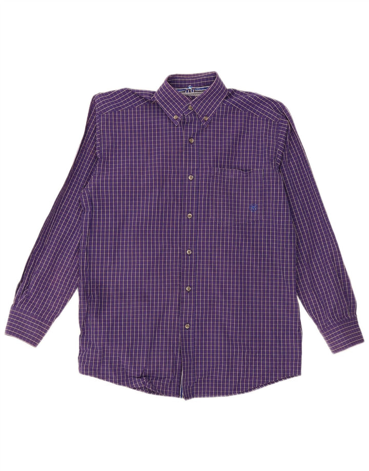 Camisa masculina ARIAT pequena roxa xadrez de algodão