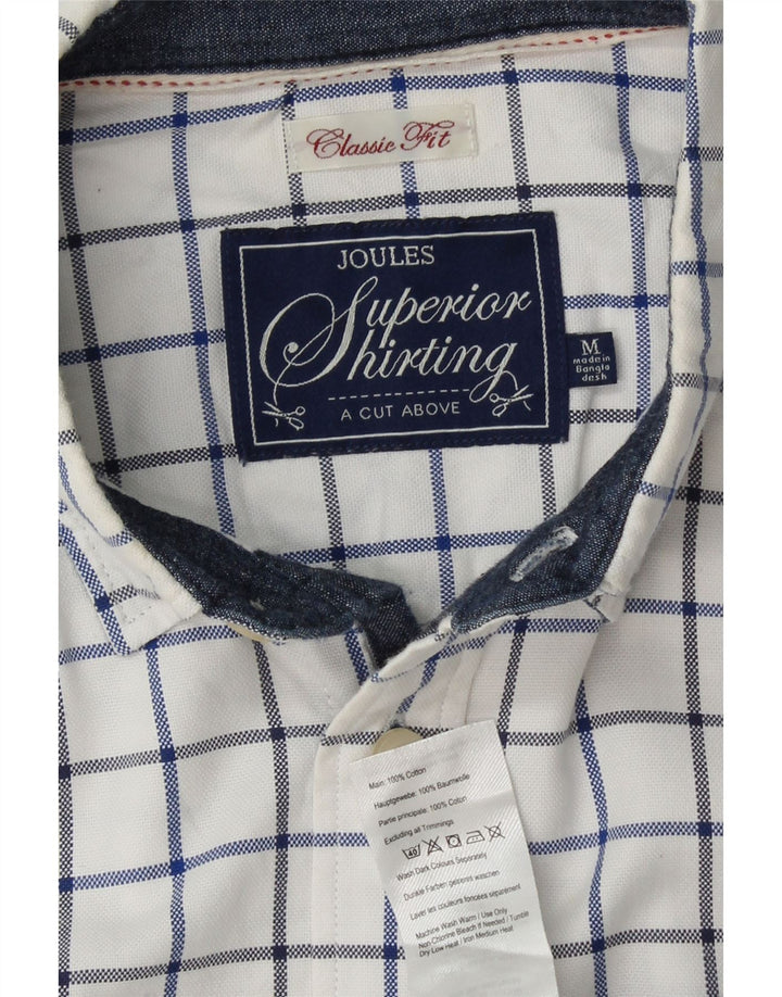 JOULES Camisa masculina clássica de ajuste médio branco xadrez algodão