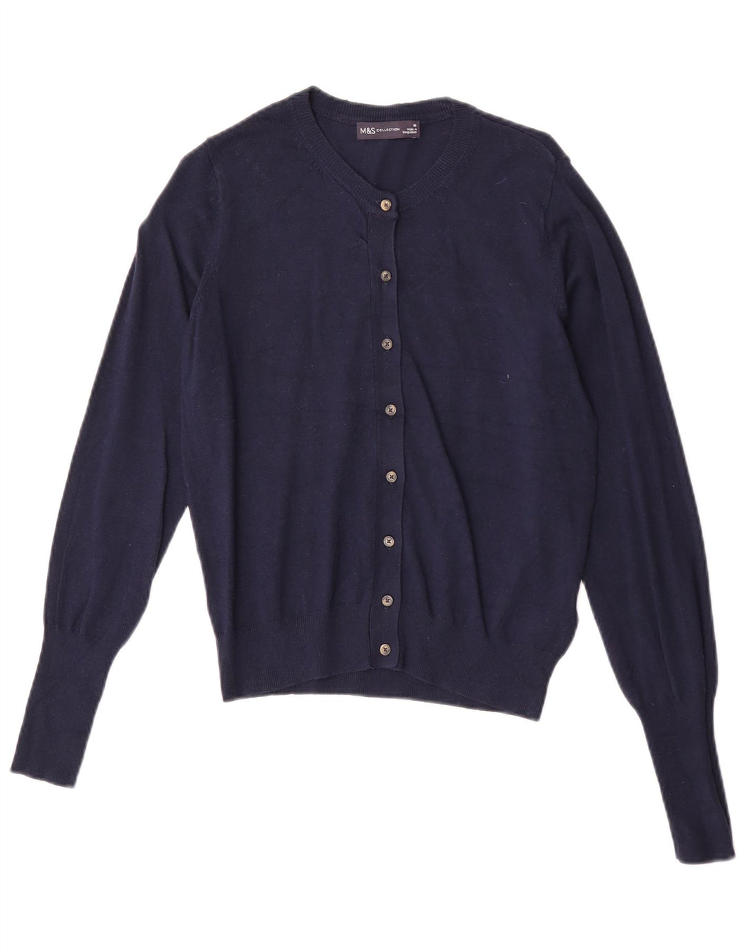 Suéter cardigã feminino Marks & Spencer Reino Unido 10 pequeno azul marinho viscose