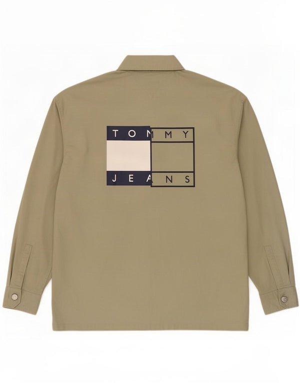 Camiseta masculina Tommy Hilfiger com estampa gráfica grande cáqui