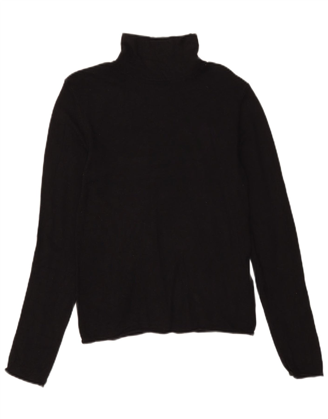 Zara Top feminino com gola redonda e manga comprida UK 12 médio preto viscose