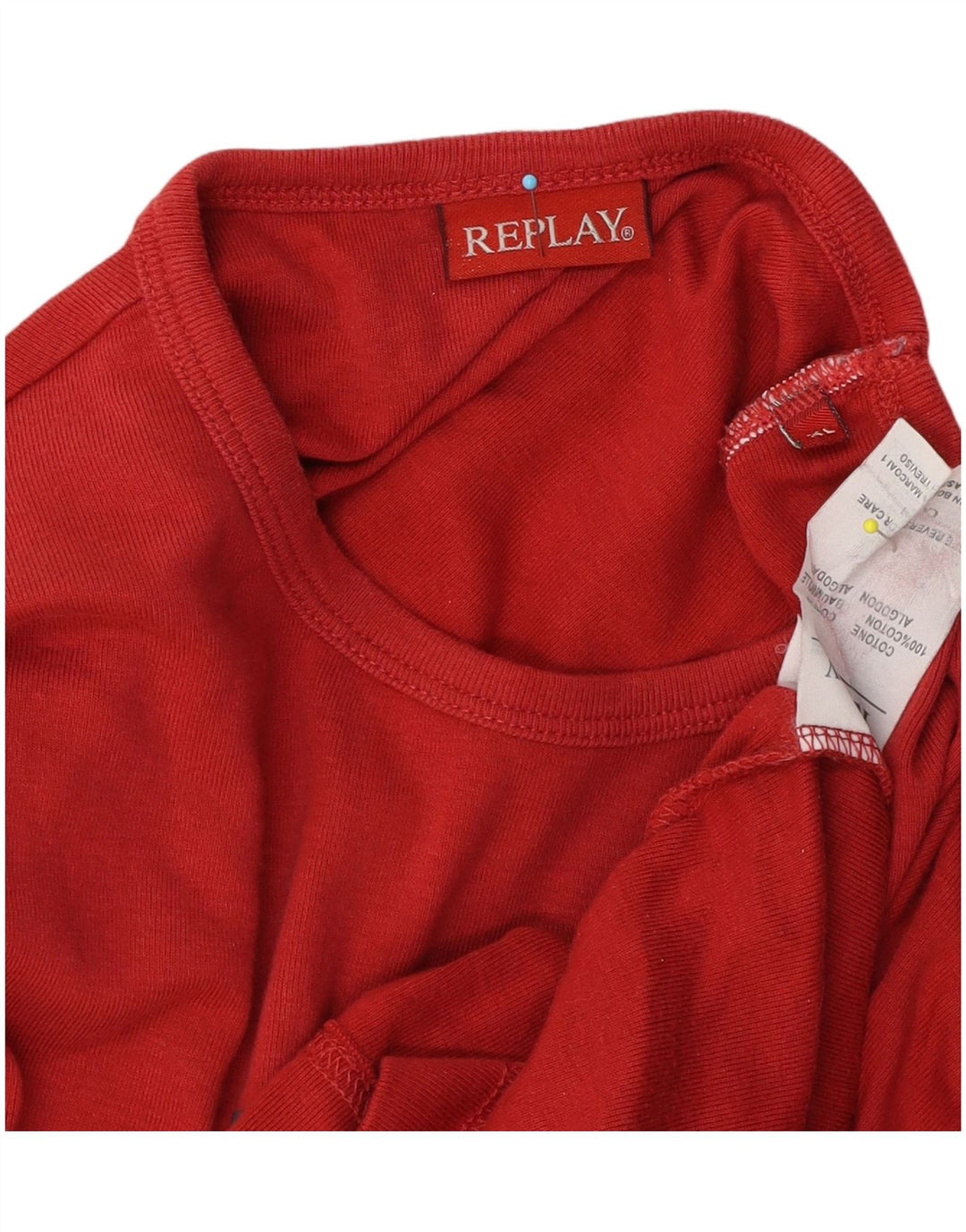 Replay Camiseta masculina gráfica manga comprida XL algodão vermelho