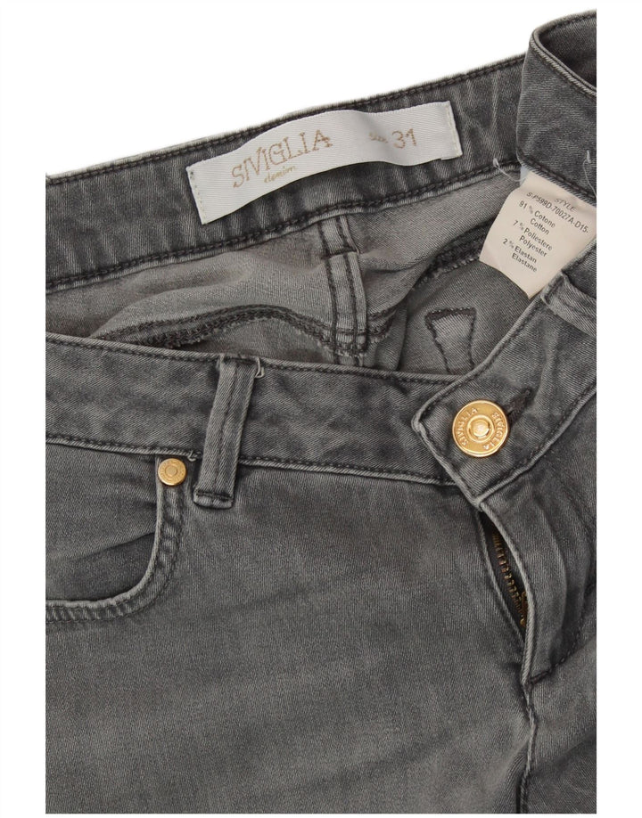 SIVIGLIA Jeans retos femininos W31 L27 algodão cinza