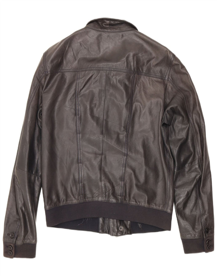 Jaqueta de couro masculina vintage IT 50 média preta