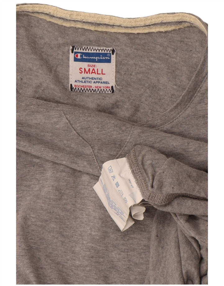 Champion Feminino Oversized Top Manga Longa Reino Unido 10 Pequeno Algodão Cinza