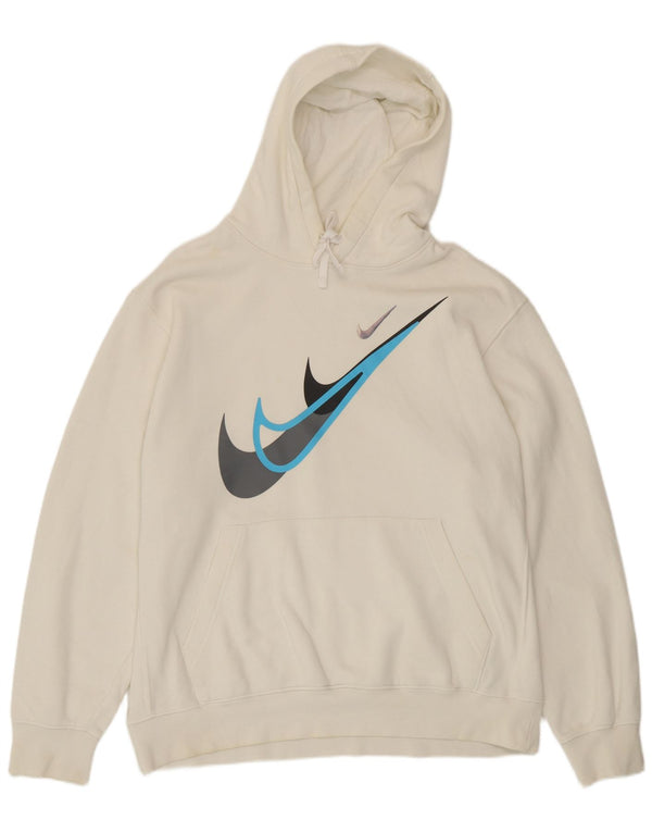 Suéter Nike masculino com capuz gráfico grande algodão branco