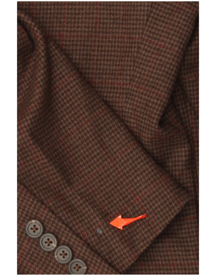 Jaqueta Blazer Masculina Polo Ralph Lauren com 2 Botões Reino Unido 42 Grande Marrom Houndstooth
