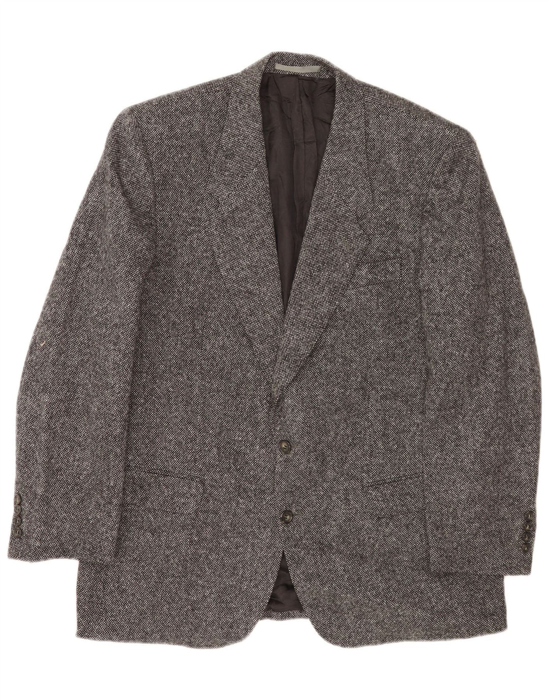 Jaqueta blazer masculina Burberry com 2 botões Reino Unido 40 grande lã manchada cinza