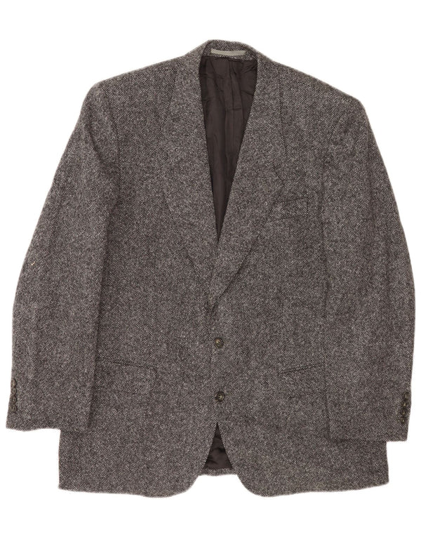Jaqueta blazer masculina Burberry com 2 botões Reino Unido 40 grande lã manchada cinza