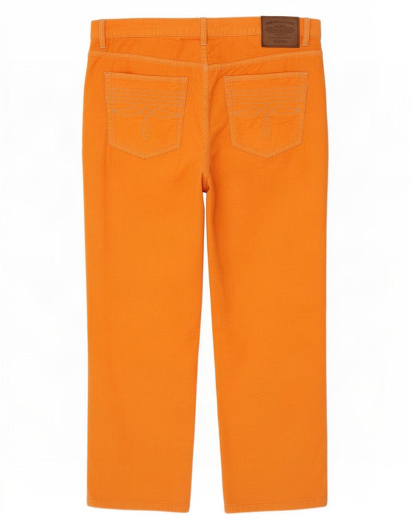 Calça feminina reta de veludo Ralph Lauren EUA 12 grande W34 L25 laranja