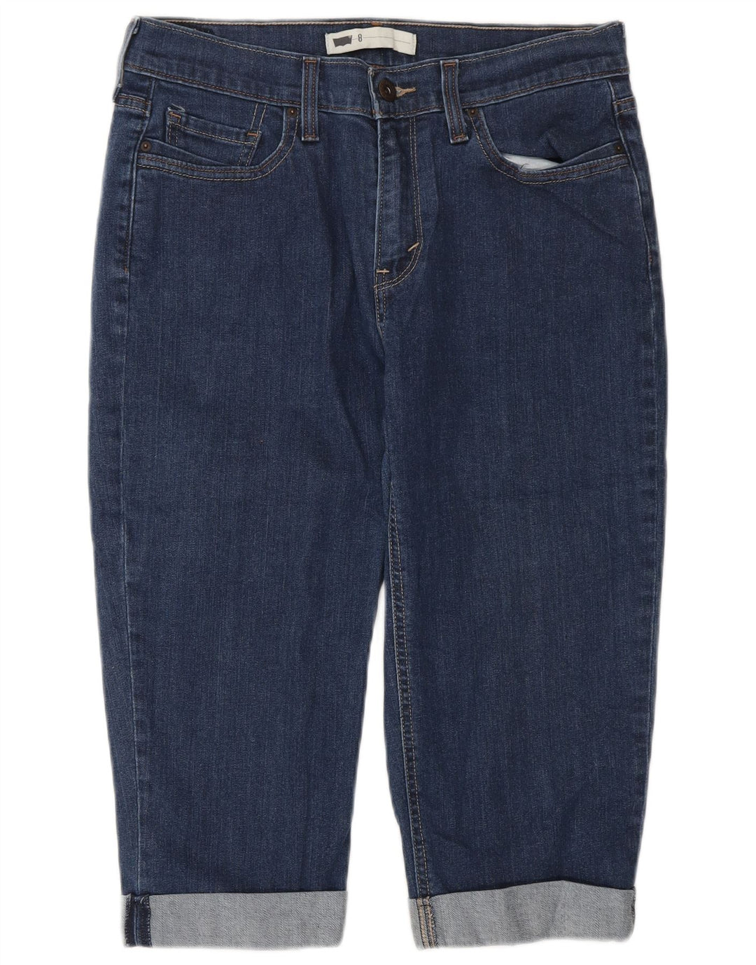 LEVI'S Capri Jeans Feminino US 8 Médio W29 L17 Azul Algodão