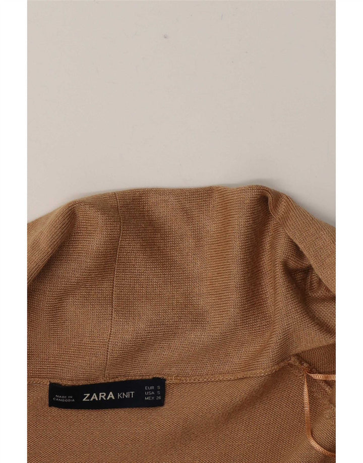 Suéter cardigã feminino Zara Longline Reino Unido 10 pequeno bege