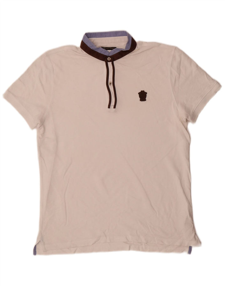 Camisa polo masculina Massimo Dutti médio branco colorblock algodão