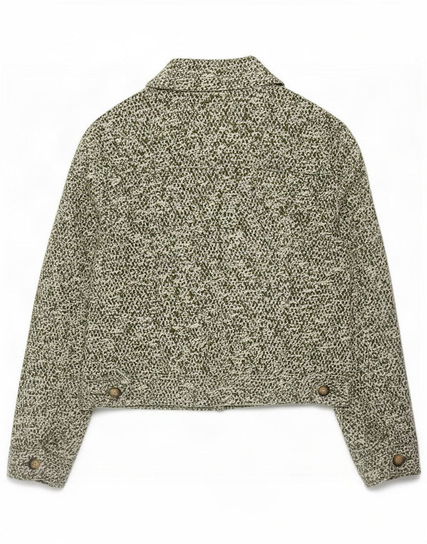 Marks & Spencer Womens Bomber Jacket UK 8 Small Khaki Flecked Poliéster