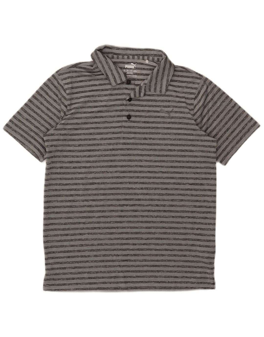 Camisa polo masculina Puma pequena listrada cinza poliéster
