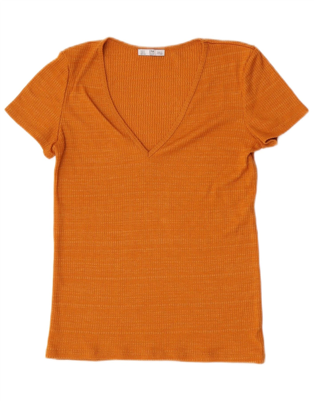 Camiseta feminina Zara Top UK 10 pequena laranja