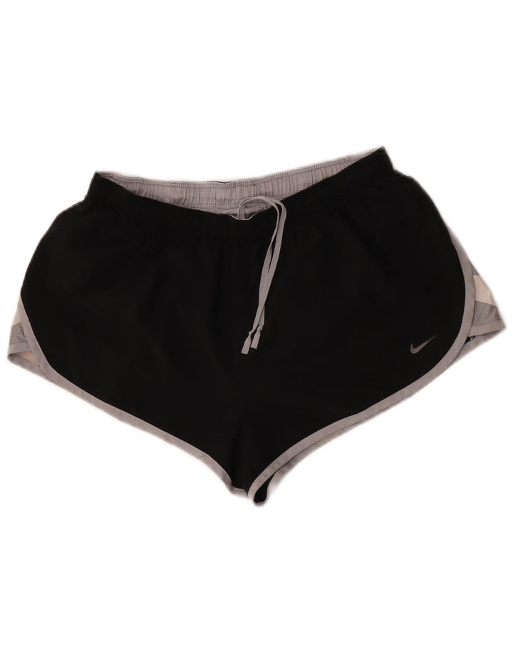 Shorts esportivos femininos Nike médio W28 L12 preto colorblock poliéster