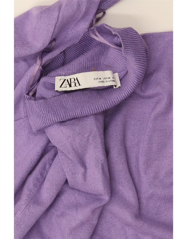 Suéter feminino Zara com gola tartaruga Reino Unido 12 médio roxo