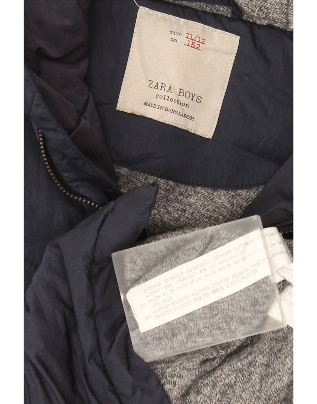 Jaqueta Parka com capuz para meninos ZARA 11-12 anos azul marinho nylon