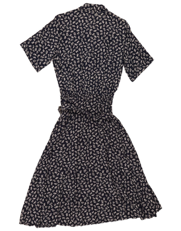 Vestido camisa feminino vintage de mangas curtas UE 40 médio azul marinho floral
