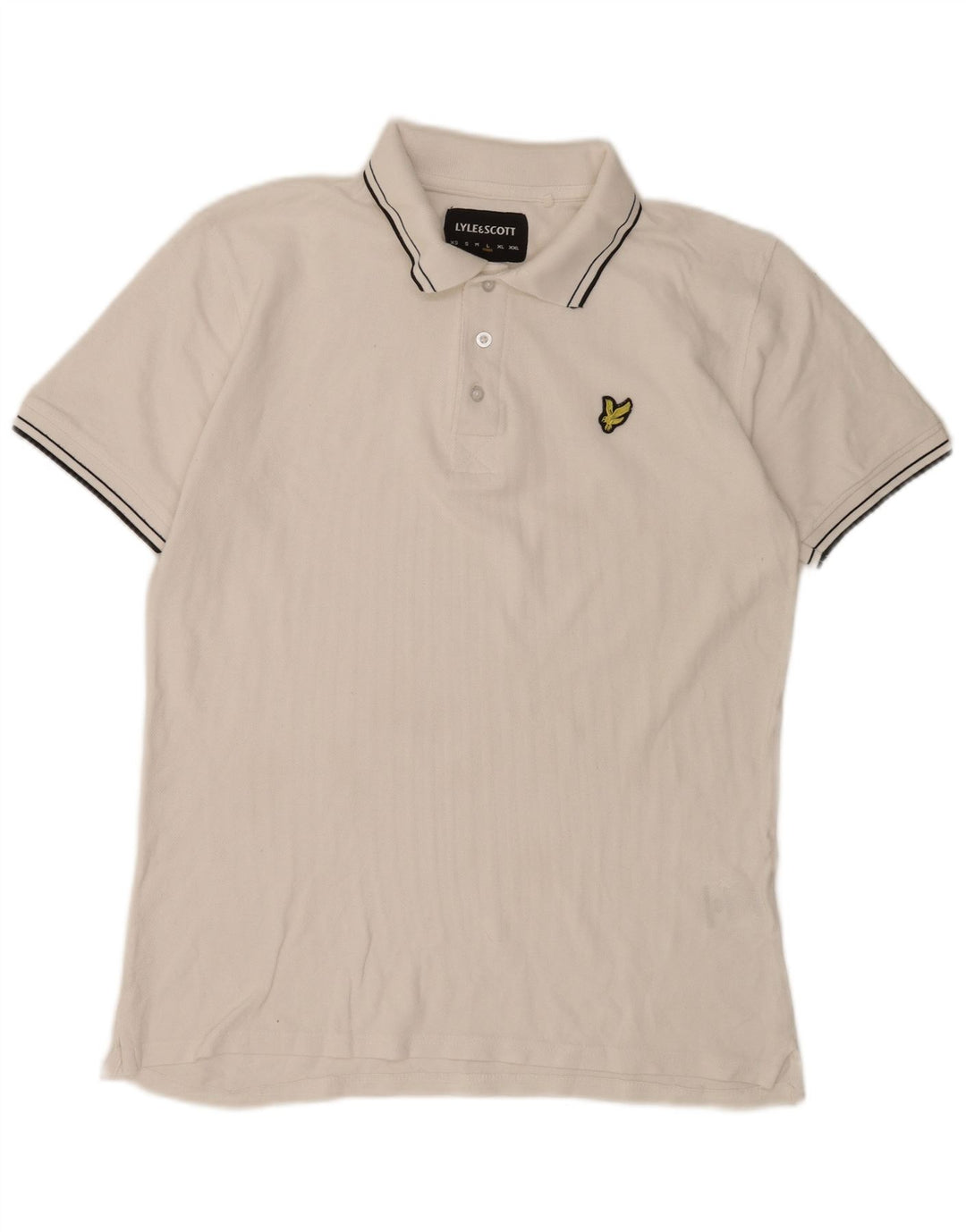 Camisa polo masculina Lyle & Scott grande algodão listrado branco