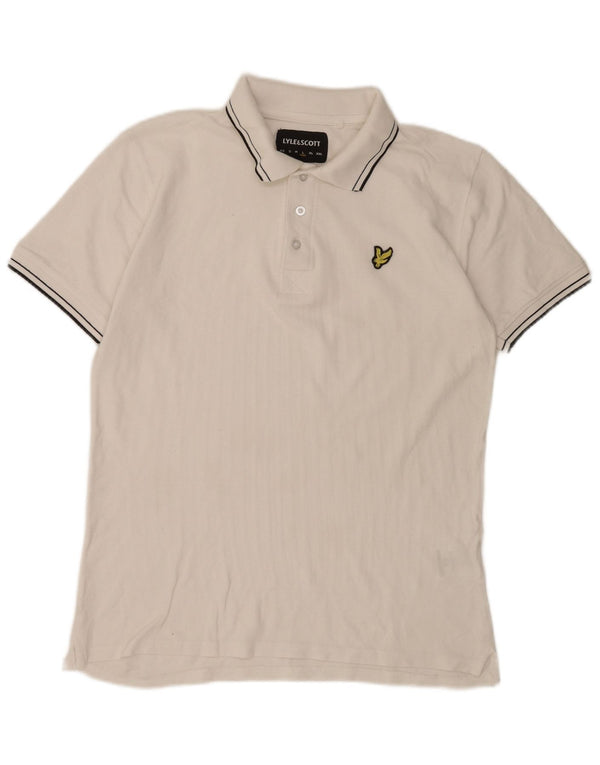 Camisa polo masculina Lyle & Scott grande algodão listrado branco